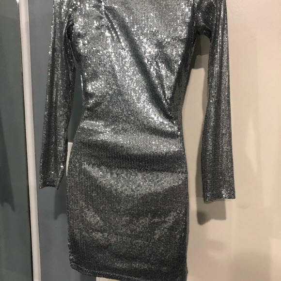 Honey Bum Silver Dime Piece Mini Dress size small - Picture 10 of 13